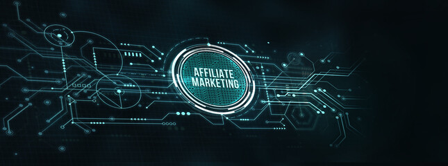 Obraz premium Internet, business, Technology and network concept. AFFILIATE MARKETING. 3d illustration.