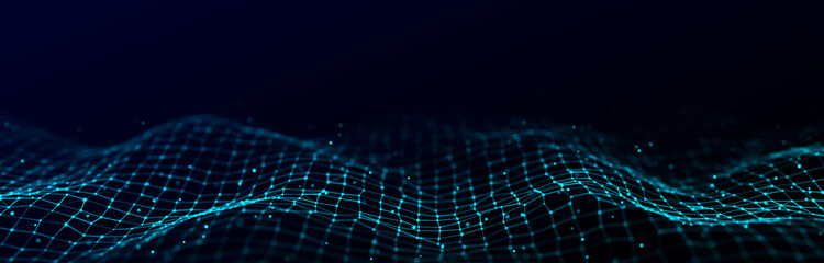 3d digital wave. Technology wave. Flow digital structure. Cyber technology background. 3D rendering.