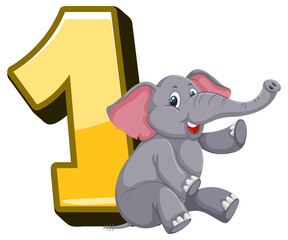 An elephant with number one