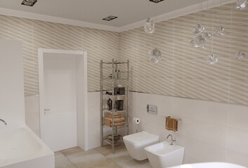 Fototapeta na wymiar bathroom, interior visualization, 3D illustration