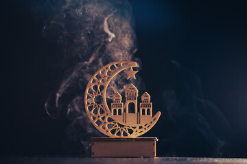 Festive greeting card for Muslim holy month Ramadan Kareem.