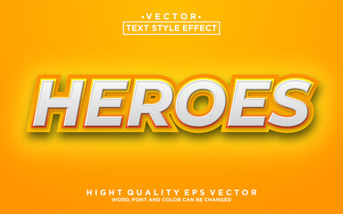 Editable text style effect Heroes text