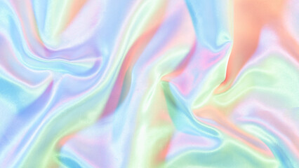 iridescent surface wrinkled vaporwave wavy abstract blurred background. 