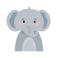 Childish Elephant Cartoon Cute Animal. Vector illustration