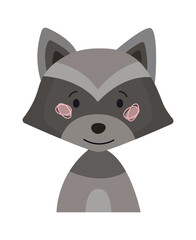 Childish Raccoon Cartoon Cute Animal. Vector illustration