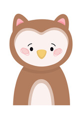 Childish Owl Cartoon Cute Animal. Vector illustration