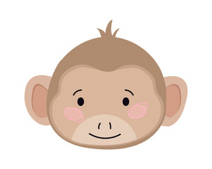 Childish Monkey Cartoon Cute Animal. Vector illustration
