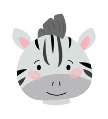 Fototapeta na wymiar Childish Zebra Cartoon Cute Animal. Vector illustration