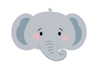 Childish Elephant Cartoon Cute Animal. Vector illustration