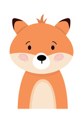 Childish Fox Cartoon Cute Animal. Vector illustration