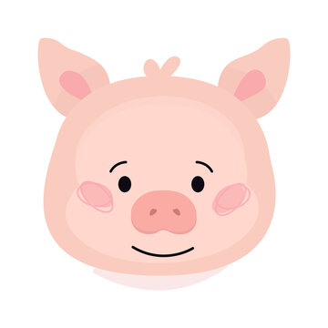 Childish Pig Cartoon Cute Animal. Vector illustration