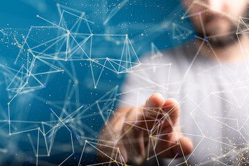 cloud network Computer connects to internet server service for cloud data transfer