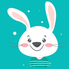 Happy rabbit. Simplified forms. Paintings for children. Easter bunny. Children's poster. Vector illustration. The card.