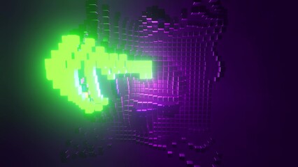 3d illustration of 4K UHD glowing cubes with neon lights