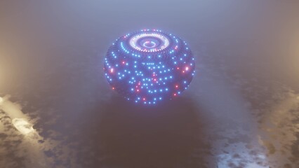 3d illustration of 4K UHD geometric torus with neon lights