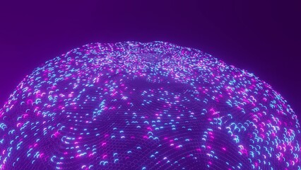 3d illustration of 4K UHD sphere illuminated with neon colors