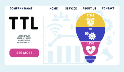 TTL - Time to Live acronym. business concept background.  vector illustration concept with keywords and icons. lettering illustration with icons for web banner, flyer, landing