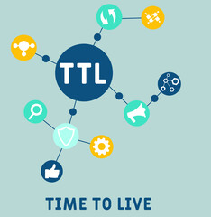 TTL - Time to Live acronym. business concept background.  vector illustration concept with keywords and icons. lettering illustration with icons for web banner, flyer, landing