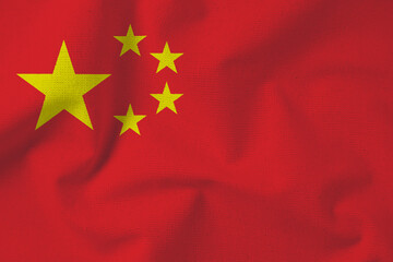 China 3D waving flag illustration. Texture can be used as back
