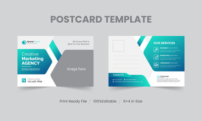 Corporate business postcard template or EDDM postcard design layout, Business postcard