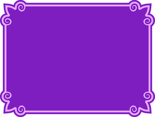 Vector border frame. Purple pink background, page or banner. Beautiful horizontal billboard, card, plaque, signboard, sticker or label