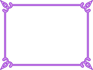 Vector purple pink border frame isolated on white background. Beautiful horizontal billboard, card, plaque, signboard, sticker or label