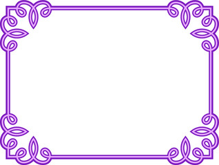 Vector purple pink border frame isolated on white background. Beautiful horizontal billboard, card, plaque, signboard, sticker or label