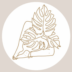 Beautiful female legs. Pedicure. Stylish highlight. Line art. Minimal style. Nude shades. Print for covers, postcards, textiles, stationery. Vector illustration isolated on white background.