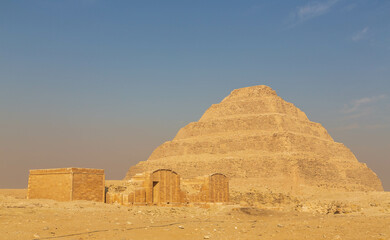 Pyramid of Djoser (Step Pyramid), is an archaeological remain in the Saqqara necropolis, Cairo,...