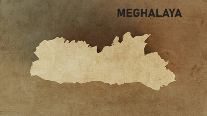 Meghalaya map 3d rendered illustration 