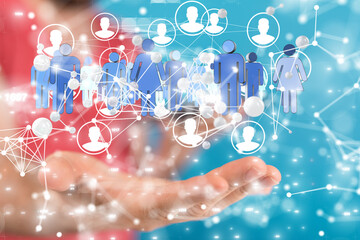 Global network. Blockchain. 3D illustration. Neural networks and artificial intelligence. Abstract