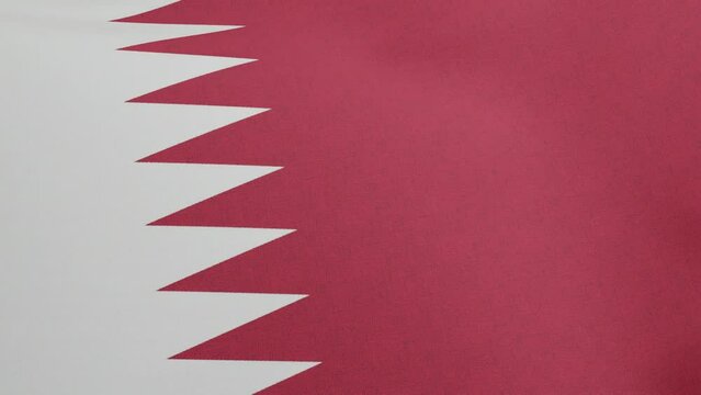 National flag of Qatar waving original colors 3D Render, State of Qatar flag textile, coat of arms Qatar independence day