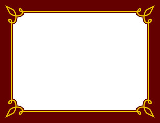 Vector burgundy maroon and yellow frame with empty space for text. Horizontal sign, card, plaque, signboard, sticker or label