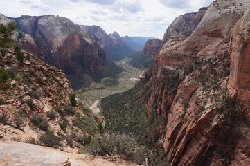 Scenic view of the canyon in Zion National Park in southwest Utah, USA