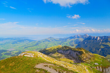 Fototapeta premium Panoramaaussicht im Alpstein, Alpen, Schweiz