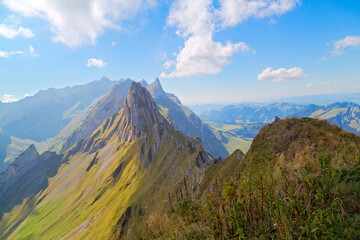 Panoramaaussicht im Alpstein, Alpen, Schweiz