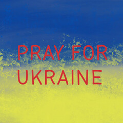 vector illustration of national flag near pray for ukraine lettering on black