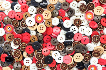 Colorful buttons background, Sewing buttons on white background. concept craft and needlework.