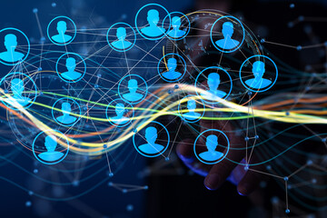 Abstract technology group and data 3d