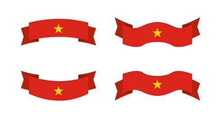 illustration of a vietnam flag with a ribbon style. vietnam flag vector set.