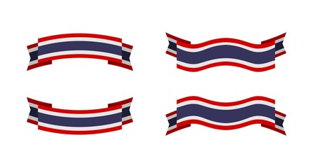 illustration of a thailand flag with a ribbon style. thailand flag vector set.
