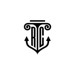 RC pillar and anchor ocean initial logo concept