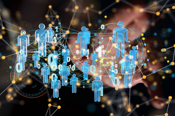 Abstract technology group and data 3d