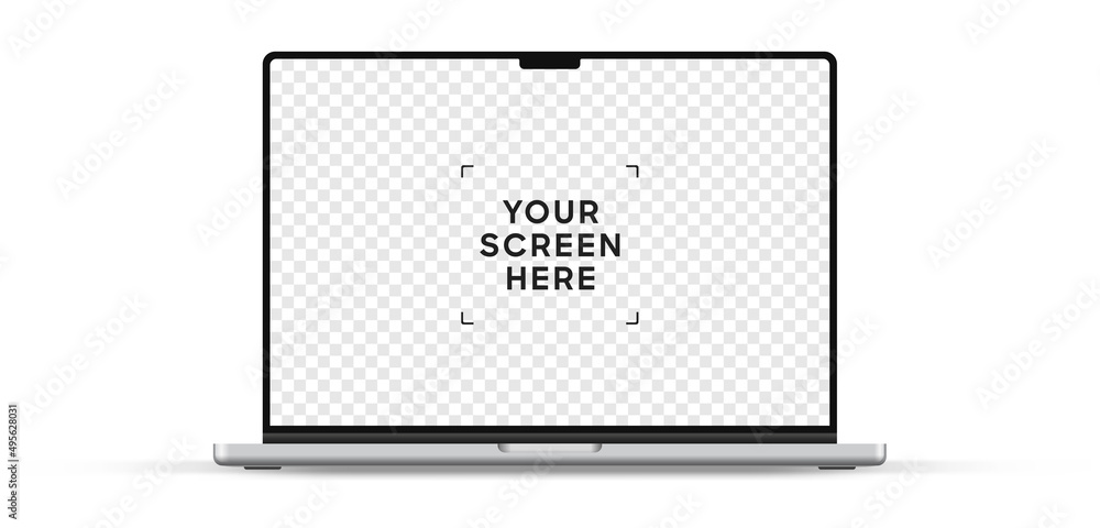 Wall mural modern laptop mockup front view, isolated on white background. notebook mockup for ui ux app and web