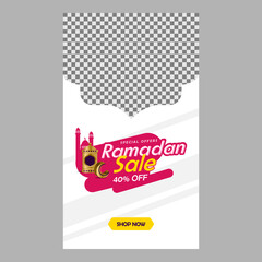 Ramadan sale social media stories banner discount with empty placeholder photos design