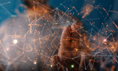 Global world network and telecommunication on earth cryptocurrency and blockchain and IoT.