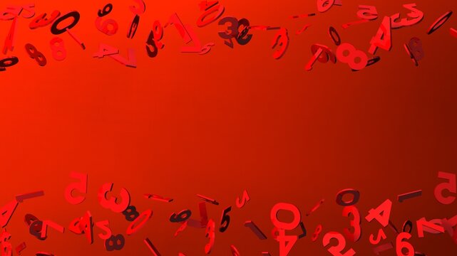 Red numbers on red background.
3D illustration for background.
