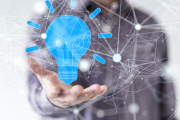 Neural network 3D illustration. Big data and cybersecurity