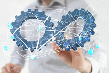 gear Futuristic in Industry 4.0 and business virtual diagram