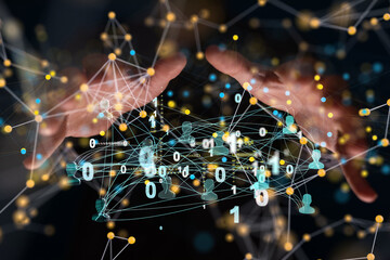 Abstract technology group and data 3d